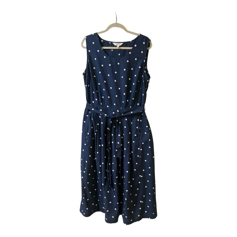 Seasalt Cornwall Belle dress navy with white dot Sz 12 Tall